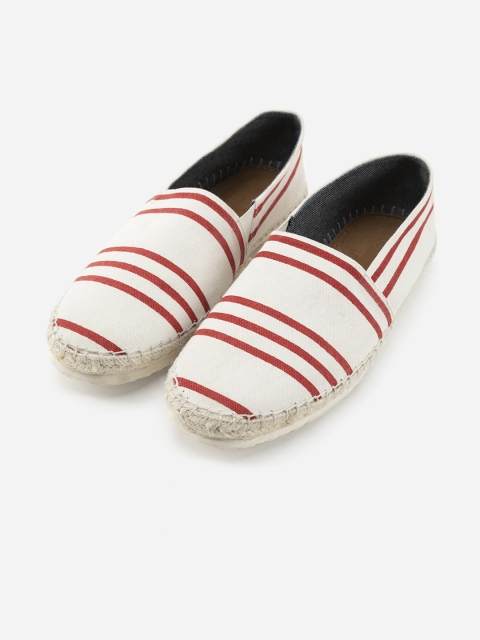 

FRATERNITY Men White Striped Slip-On Casual Shoes