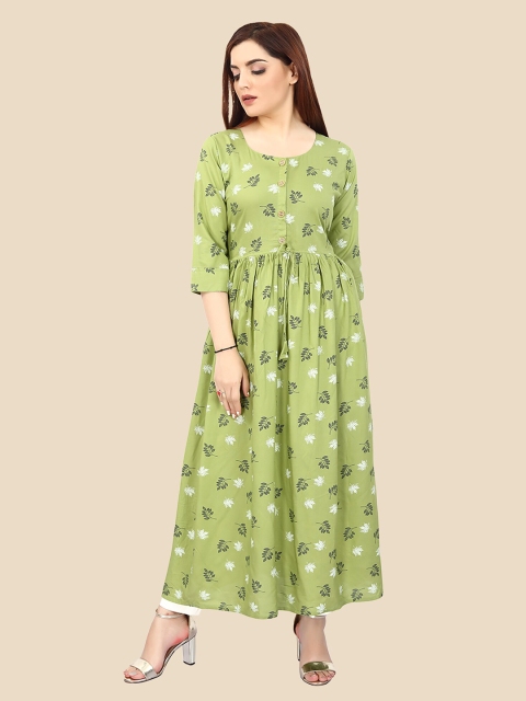

FEMMIBELLA Green Floral Printed Kurti