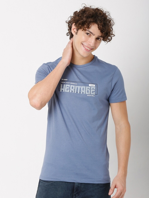 

Rex Straut Jeans Men Lavender Printed Slim Fit T-shirt