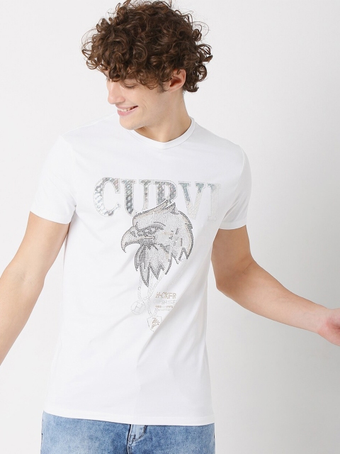 

Rex Straut Jeans Men White Slim Fit T-shirt