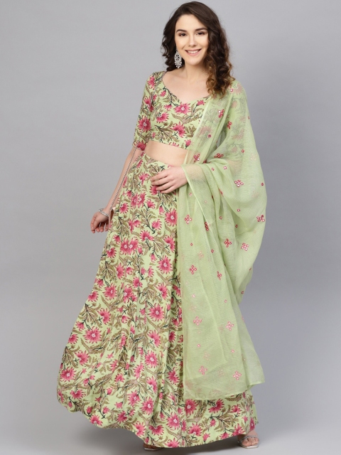 

anayna Green & Red Ethnic Motifs Embroidered Dupatta with Mirror Work