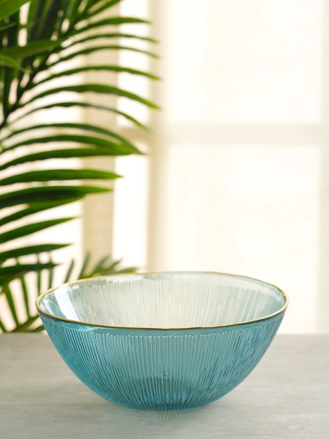 

Pure Home and Living Blue & Gold-Toned Textured Glass Serving Bowl