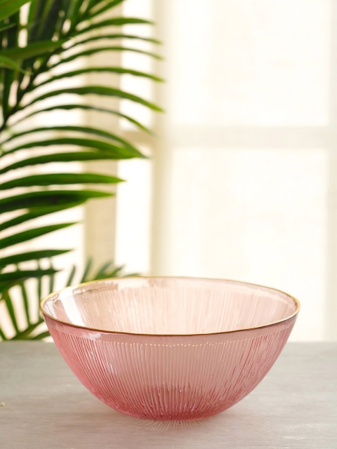 

Pure Home and Living Pink & Gold-Toned Textured Glass Serving Bowl