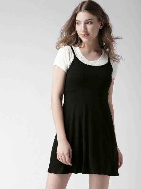 

FOREVER 21 Women Black Solid Fit & Flare Dress