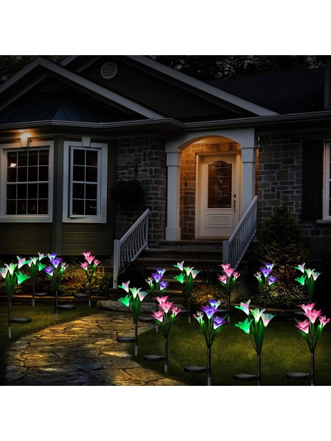 

XERGY Set of 3 Pink & Purple Solar 12 Flower Lily Garden Outdoor Lamps