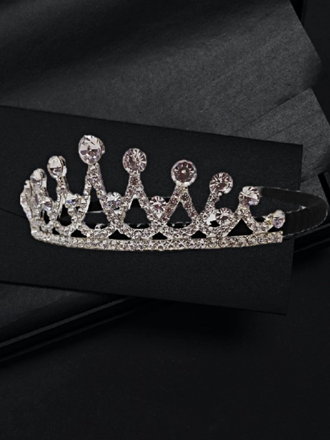 

Proplady Girls Silver-Toned & White Embellished Tiara
