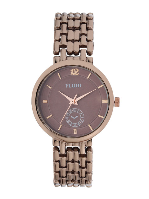 

FLUID Women Copper-Toned Printed Dial & Gunmetal Toned Bracelet Style Straps Analogue Watch