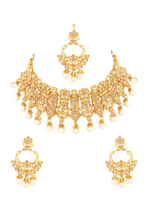 

Studio Voylla Gold-Toned Faux Pearls Embellished Jewellery Set