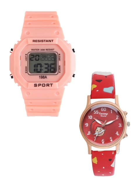 

Fantasy World Unisex Kids Set of 2 Orange & Red Watch Gift Set 198A-OR-021-CH-CP5