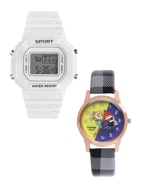 

Fantasy World Unisex Kids Set Of 2 White & Black Watch Gift Set 198A-WH-021-CH-CP6