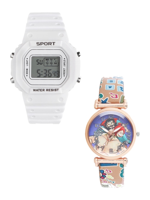 

Fantasy World Unisex Kids Set Of 2 White & Brown Watch Gift Set 198A-WH-021-CH-CP4