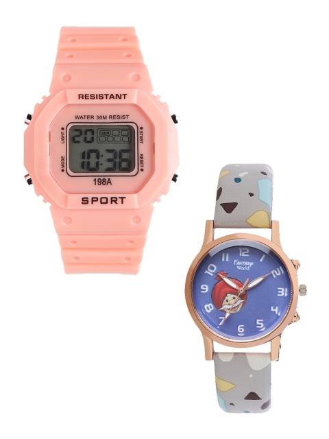 

Fantasy World Unisex Kids Orange & Grey Set Of 2 Watch Gift Set 198A-OR-021-CH-CP8