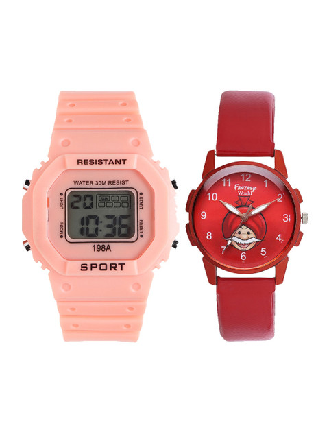 

Fantasy World Kids Set Of 2 Orange & Red Watch Gift Set FWGiftSet-198A-OR-019-CH-RD1