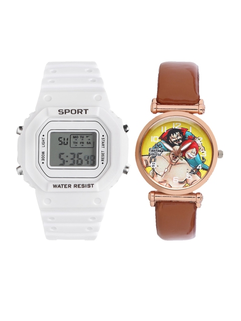 

Fantasy World Kids Pack Of 2 White & Brown Watch Gift Set