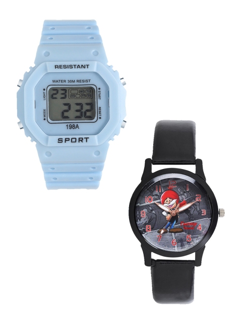 

Fantasy World Kids Blue & Black Set Of 2 Watch Gift Set FWGiftSet-198A