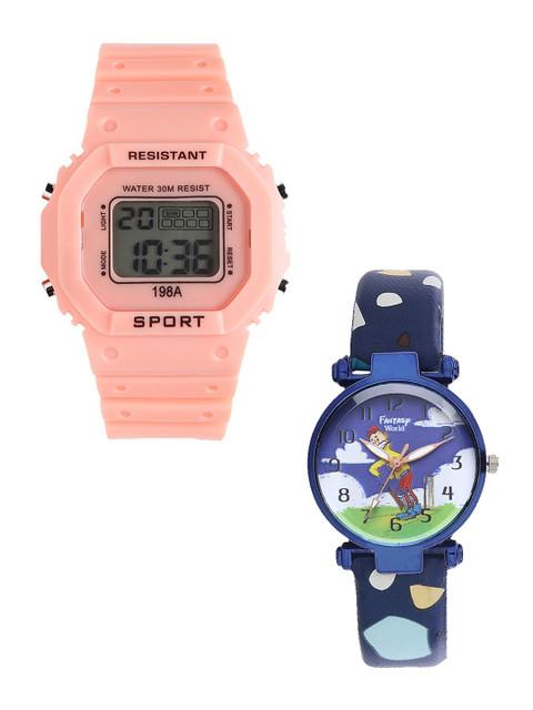 

Fantasy World Kids Set Of 2 Orange & Blue Watch Gift Set FWGiftSet-198A-OR-020-CH-BL1