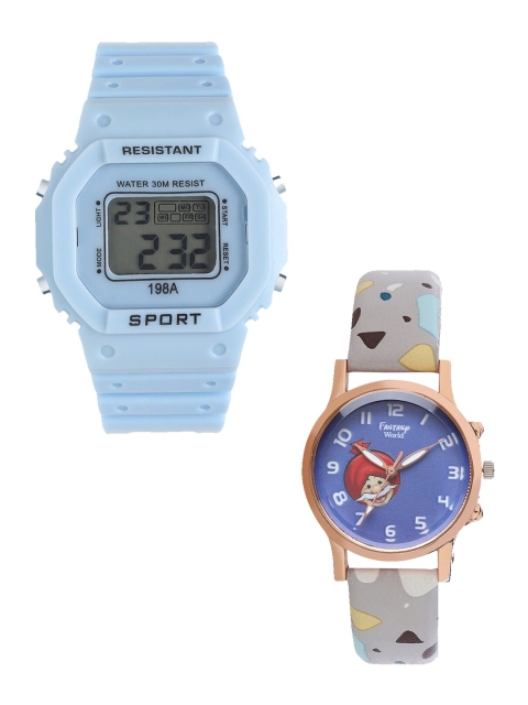 

Fantasy World Kids Blue & Grey Set Of 2 Watch Gift Set FWGiftSet-198A-BL-021-CH-CP8