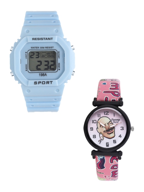 

Fantasy World Kids Blue & Pink Set Of 2 Watch Gift Set FWGiftSet-198A-BL-022-CH-BK4