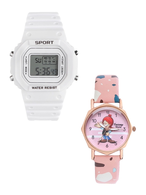 

Fantasy World Kids Set of 2 White & Pink Watch Gift Set