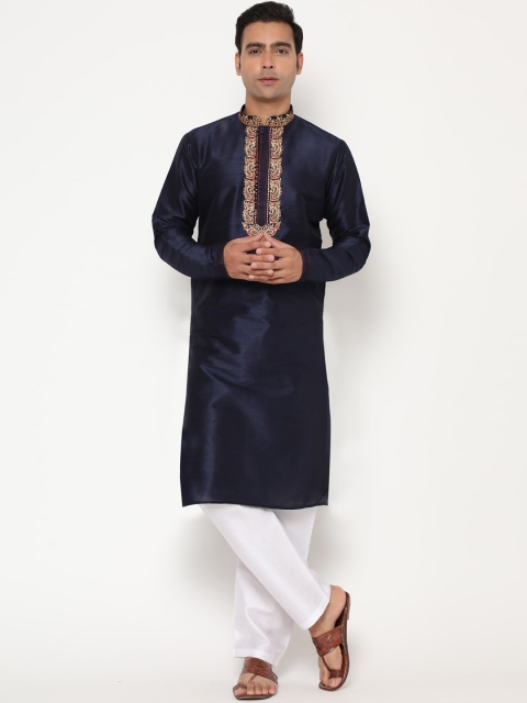 

Glemora Men Navy Blue Kurta with Pyjamas