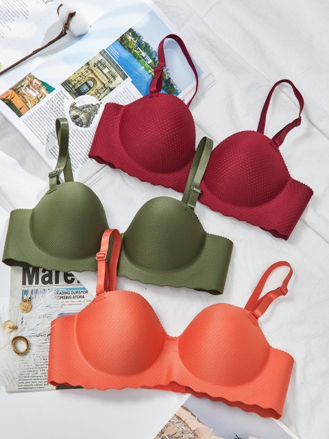 

URBANIC Set Of 3 Maroon & Olive Green Lightly Padded & Non Wired Bra
