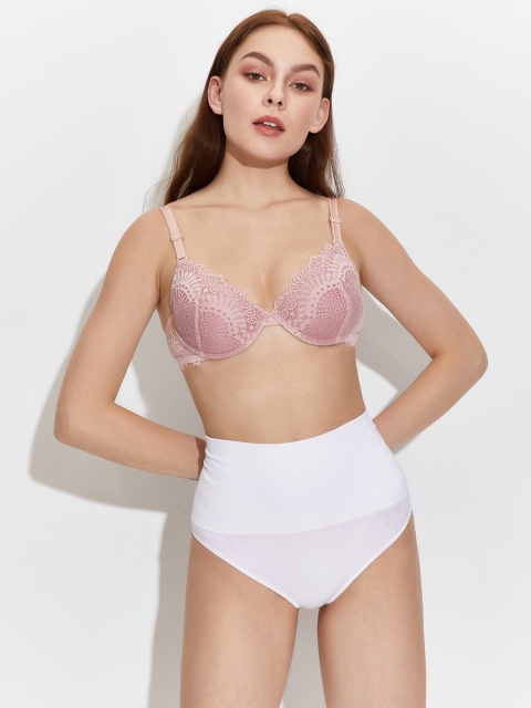 

URBANIC Pink Floral Lace Lightly Padded Bra