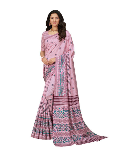 

KALINI Pink & Blue Art Silk Saree