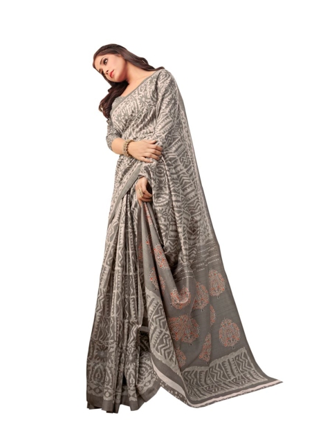 

KALINI Grey & White Art Silk Saree