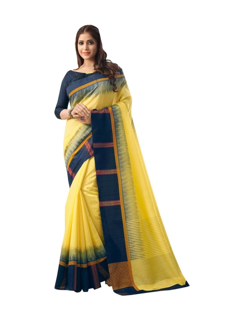 

KALINI Yellow & Blue Art Silk Saree