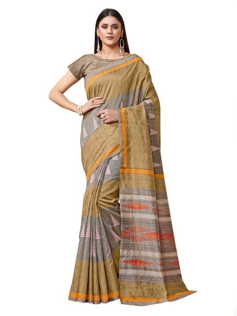 

KALINI Coffee Brown & Orange Art Silk Saree