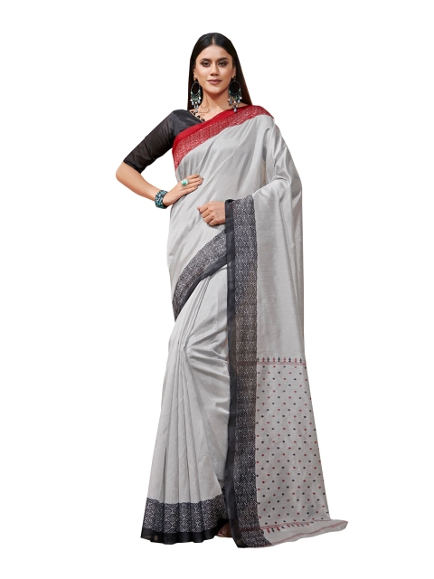 

KALINI Grey & Red Art Silk Saree