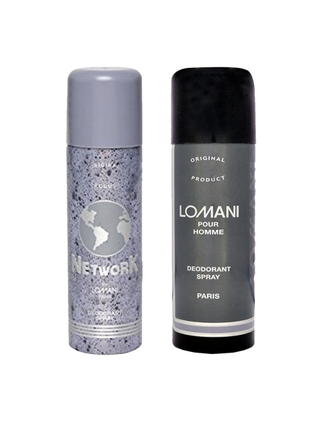 

Lomani Set of Network Deodorant & Pour Homme Deodorant Spray - 200 ml Each, Grey