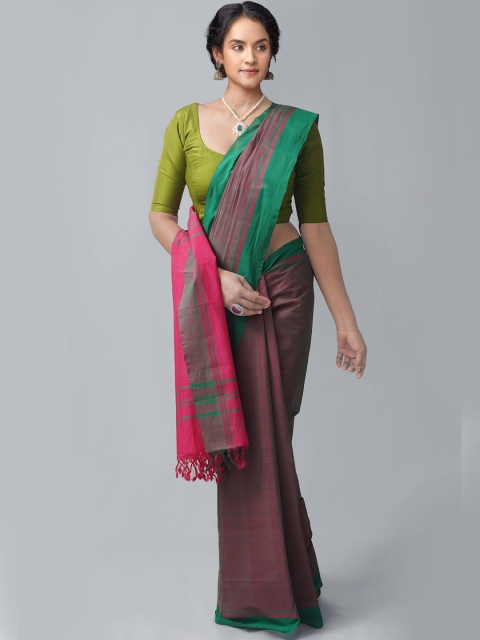 

Unnati Silks Green & Red Pure Cotton Kanjeevaram Saree