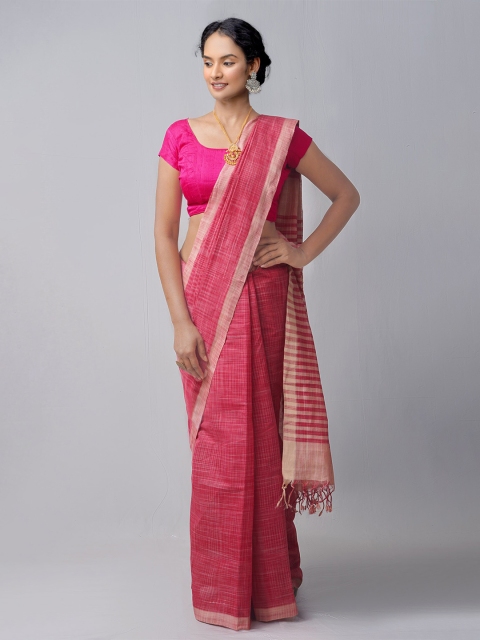 

Unnati Silks Pink Woven Design Pure Cotton Mangalagiri Saree