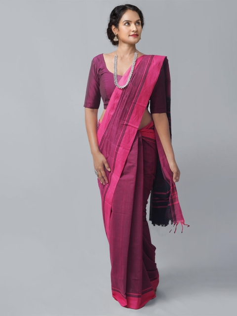 

Unnati Silks Purple & Pink Woven Design Pure Cotton Kanjeevaram Saree