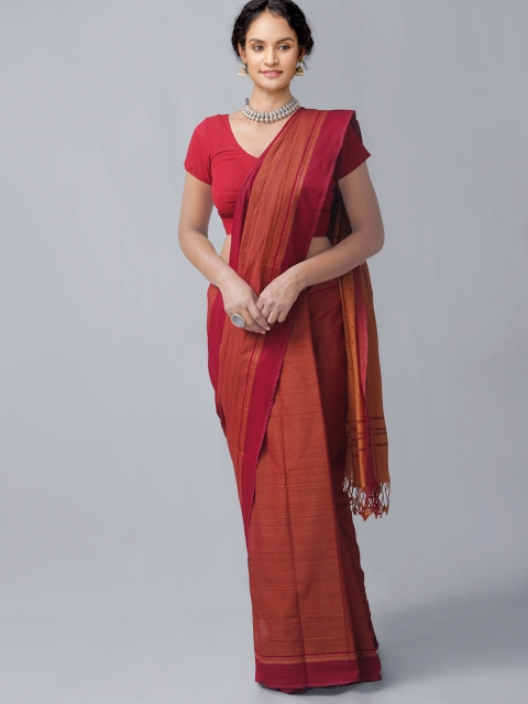 

Unnati Silks Orange Pure Cotton Kanjeevaram Saree