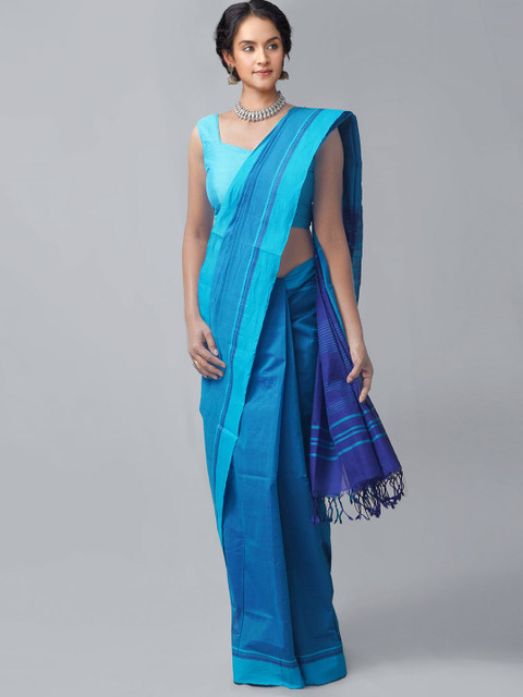

Unnati Silks Navy Blue Pure Cotton Kanjeevaram Saree