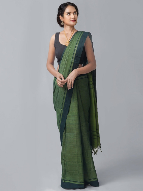 

Unnati Silks Green & Blue Woven Design Pure Cotton Kanjeevaram Saree