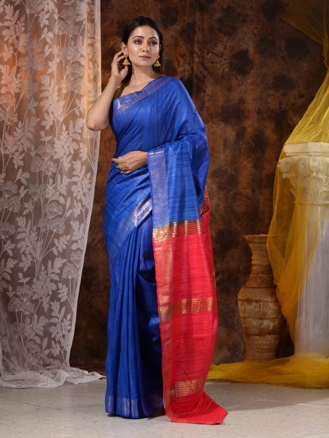 

Mitera Blue & Pink Tie and Dye Silk Blend Saree