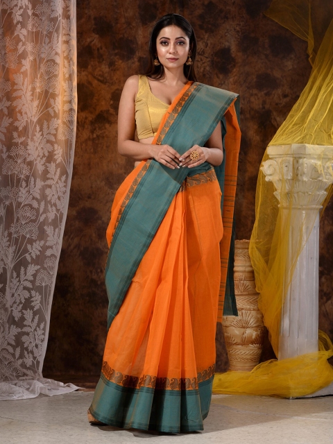 

Mitera Mustard & Grey Woven Design Pure Cotton Saree
