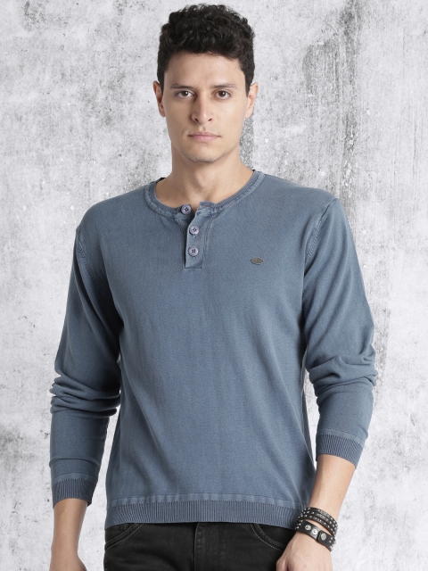 

Roadster Men Blue Solid Pullover