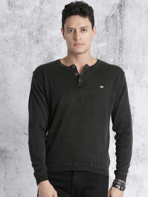 

Roadster Men Black Solid Pullover