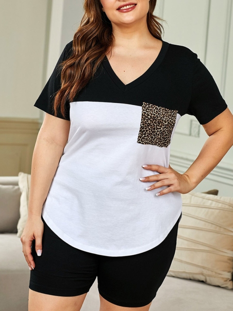 

URBANIC Women Black & White Printed Night suit