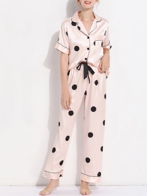 

URBANIC Women Pink & Black Printed Night suit