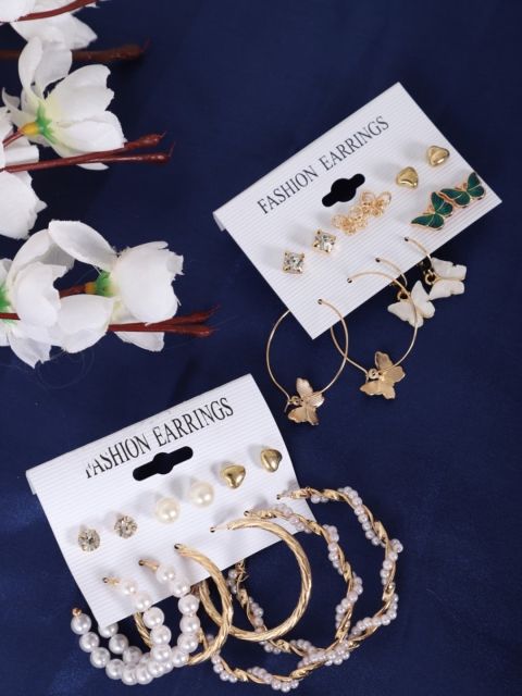 

YouBella Womens Gold-Toned Contemporary Studs & Hoop Earrings