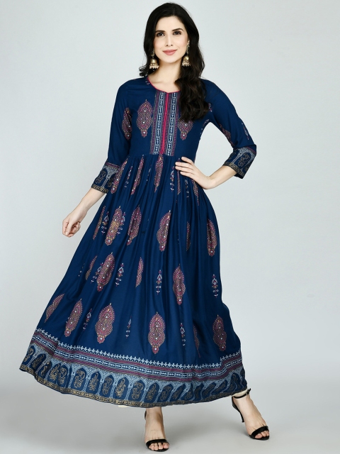 

KALINI Women Blue Ethnic Motifs Printed Kurta