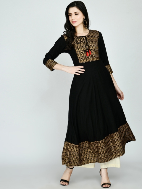 

KALINI Women Black Ethnic Motifs Printed Anarkali Kurta