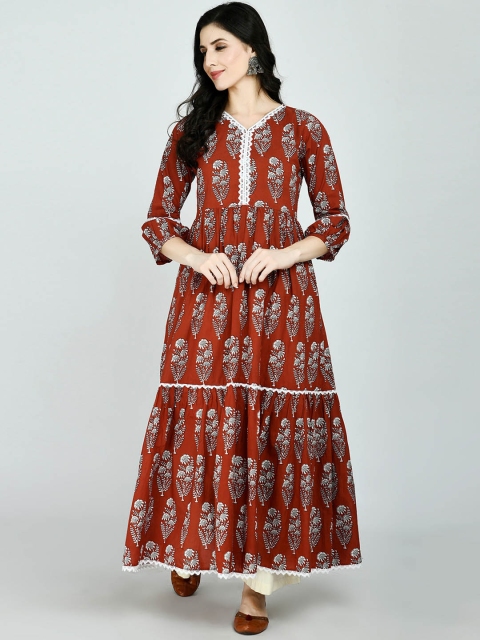

KALINI Women Brown Ethnic Motifs Printed Anarkali Kurta