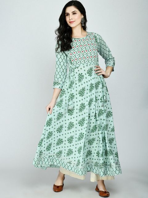 

KALINI Women Sea Green Yoke Design Kurta