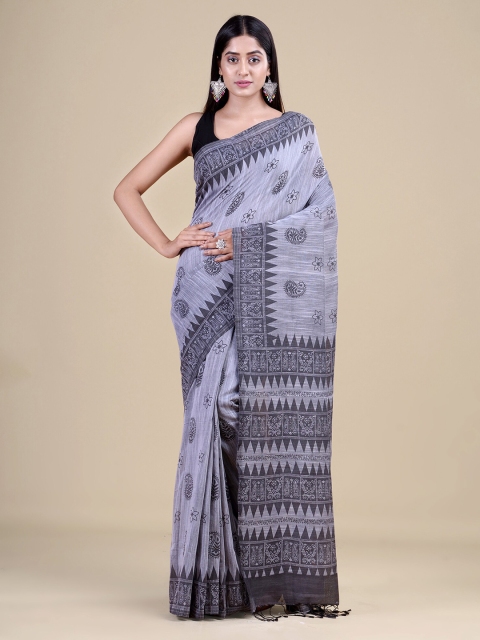 

Laa Calcutta Grey Woven Design Jute Silk Jamdani Saree